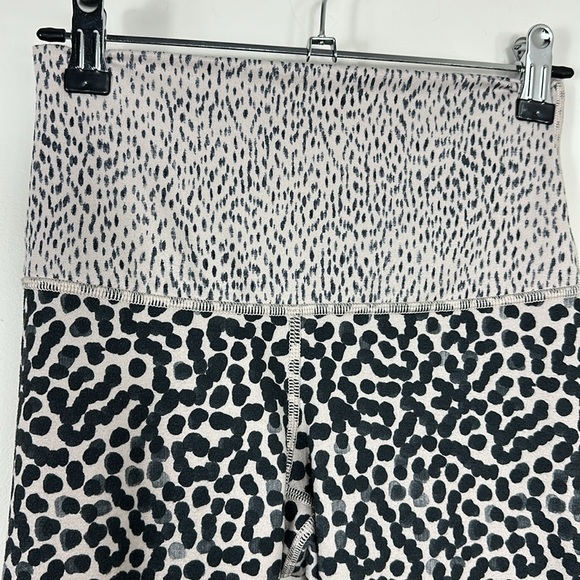 Lululemon Wunder Under Roll Down Ivory Black Dot Workout Crop Leggings Pants 4 - Picture 4 of 6